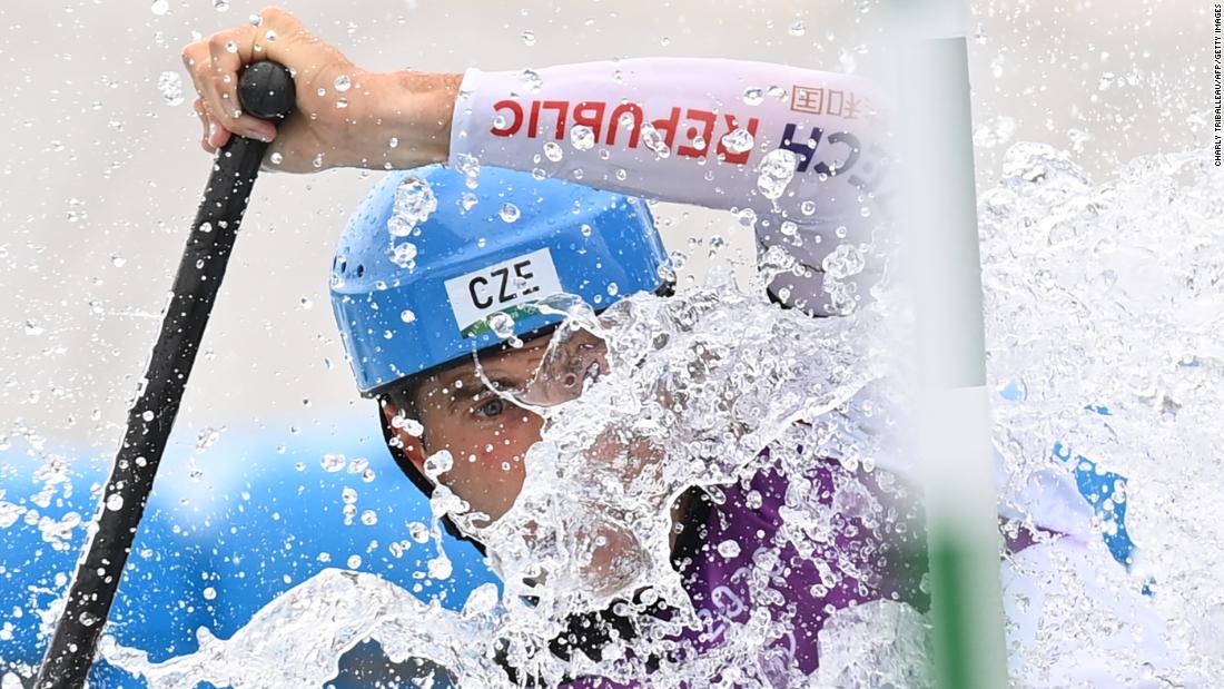 The Czech Republic&#39;s Lukas Rohan competes in a canoeing semifinal on July 26.