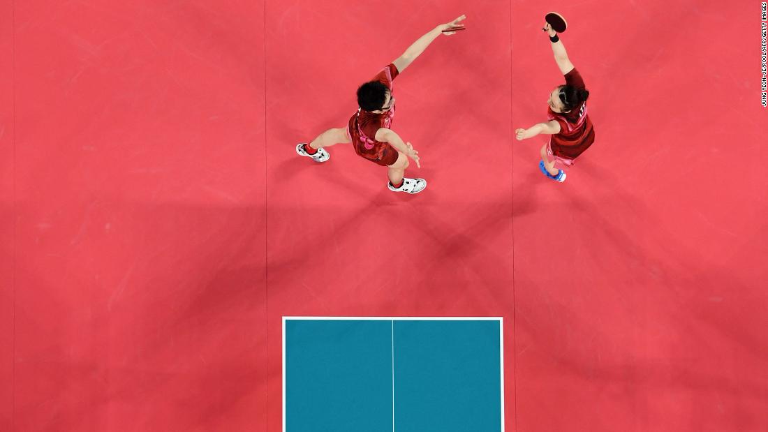 Japanese table-tennis players Jun Mizutani, left, and Mima Ito celebrate &lt;a href=&quot;https://www.cnn.com/world/live-news/tokyo-2020-olympics-07-26-21-spt/h_321ddbea93f900e73308f3c94c4b6015&quot; target=&quot;_blank&quot;&gt;their dramatic victory&lt;/a&gt; over China in the mixed-doubles final on July 26. Mizutani and Ito came back from two sets down to win 4-3, clinching the final set 11-6. The win ended years of Chinese dominance in the sport. China had won every Olympic title in table tennis since South Korea&#39;s Ryu Seung-min triumphed in the men&#39;s singles competition at the 2004 Athens Games.