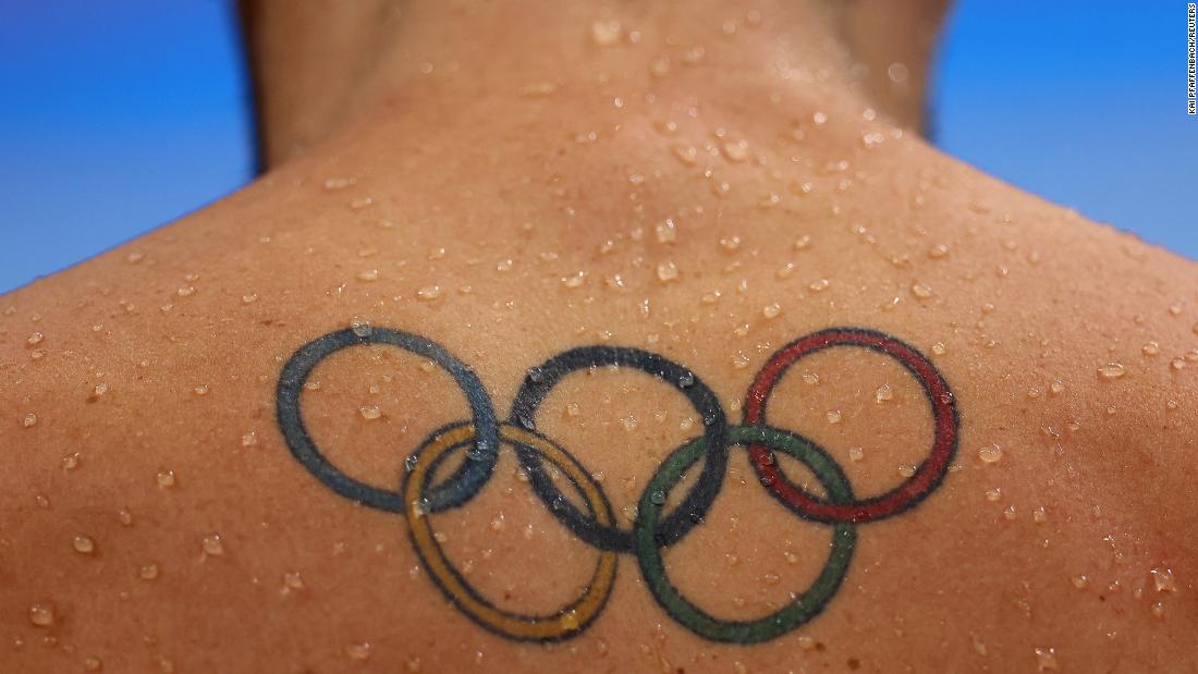A tattoo of the Olympic rings is seen on the back of South African swimmer Brad Tandy on July 27. Many of this year&#39;s athletes &lt;a href=&quot;https://www.cnn.com/style/article/olympics-tokyo-tattoos-trnd-spt/index.html&quot; target=&quot;_blank&quot;&gt;are sporting a wide range of ink.&lt;/a&gt;