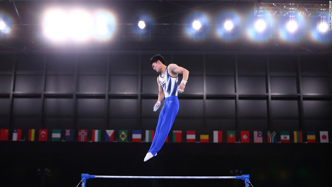 Japanese gymnast Daiki Hashimoto competes during the individual all-around on July 28. &lt;a href=&quot;https://www.cnn.com/world/live-news/tokyo-2020-olympics-07-28-21-spt/h_2d7ccf6cf360f0a4dcb7e60b18f7e8ad&quot; target=&quot;_blank&quot;&gt;Hashimoto won the gold.&lt;/a&gt;