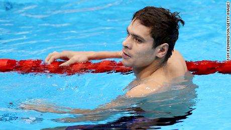 Rylov reacts after winning gold in the men's 100m backstroke.