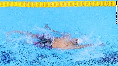 Rylov competes in the men's 200m backstroke final.