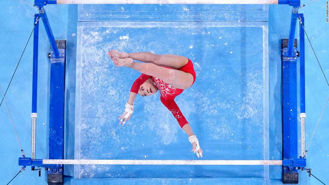 China&#39;s Fan Yilin competes in the uneven bars final on August 1.