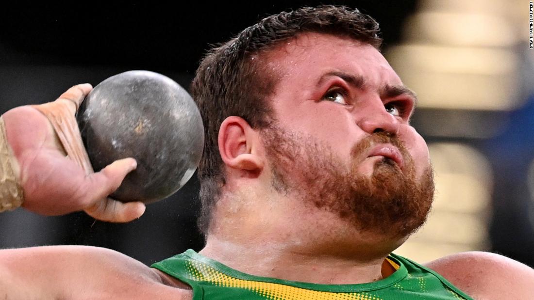 South Africa&#39;s Kyle Blignaut competes in the shot put on August 3.