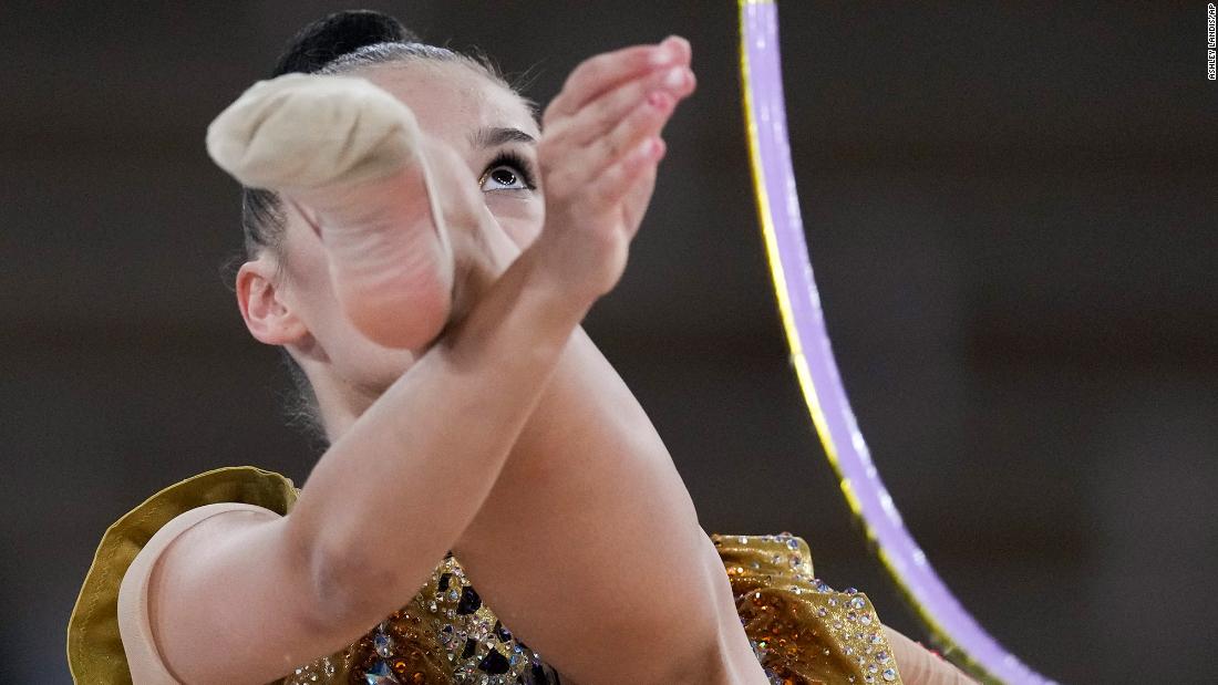 Alina Harnasko, a rhythmic gymnast from Belarus, competes in the individual all-around on August 6.