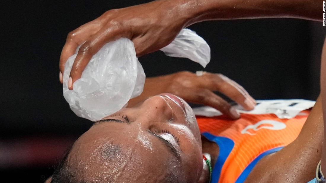 The Netherlands&#39; Sifan Hassan places a bag of ice on her face after &lt;a href=&quot;https://www.cnn.com/world/live-news/tokyo-2020-olympics-08-07-21-spt/h_c82d5d9a6c216a4f0d275f26f95aaa58&quot; target=&quot;_blank&quot;&gt;winning gold in the 10,000 meters&lt;/a&gt; on August 7. Hassan also won the 5,000 meters in Tokyo and finished third in the 1,500. She&#39;s the first person in Olympic history to complete a medley of medals across both the middle- and long-distance events in a single Games.