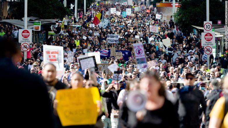 Australia suffers its worst day of Covid-19 pandemic as anti-lockdown protests flare