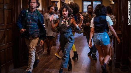 Logan Browning as Samantha White (center) is shown in a scene from season four of &quot;Dear White People.&quot; 