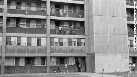 Cabrini-Green, pictured in 1966, was a Chicago Housing Authority public housing project in the Near North Side of Chicago.  