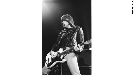 Johnny Ramone plays the Mosrite guitar at The Fillmore in San Francisco in 1988.
