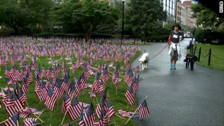 2,997 flags were planted in the 9/11 Garden of Remembrance.
