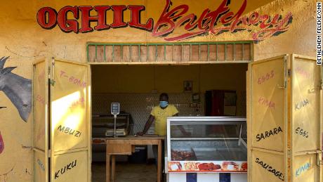 Gabriel Mradrai in his now virtually empty butcher shop in Bura
