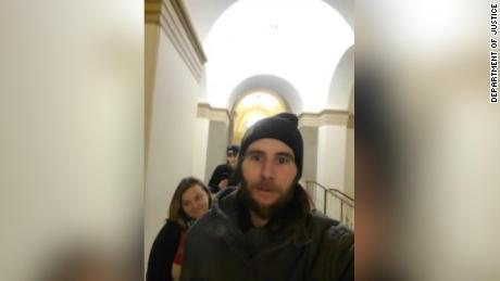 Federal prosecutors say this photograph shows Stephanie Miller (left) and Brandon Miller (right) inside the US Capitol on January 6. (Source: Justice Department)