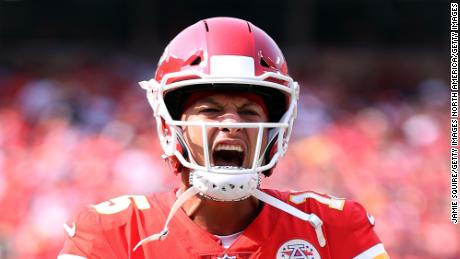 Mahomes reacts during the game against the Cleveland Browns.