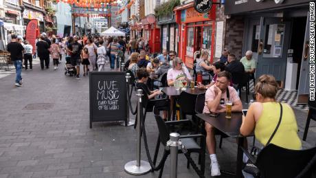 Restaurant diners in London&#39;s Chinatown on August 10, 2021.