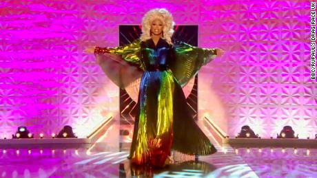 RuPaul is shown in a scene from &quot;RuPaul&#39;s Drag Race UK&quot; series two, episode one.