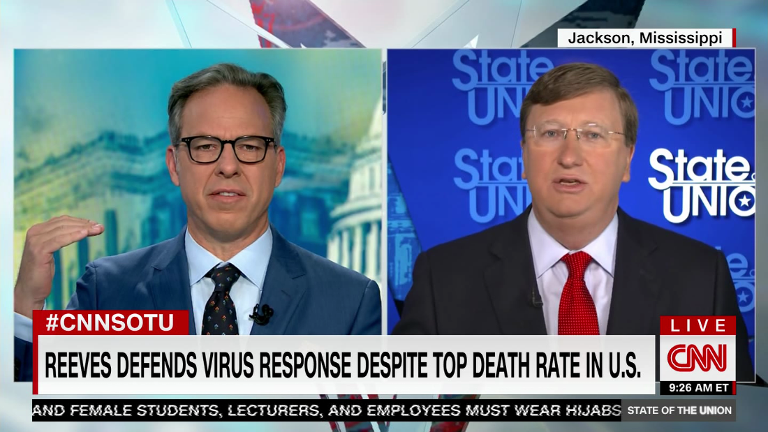 Jake Tapper Grills Mississippi Governor Your Way Is Failing CNN Video