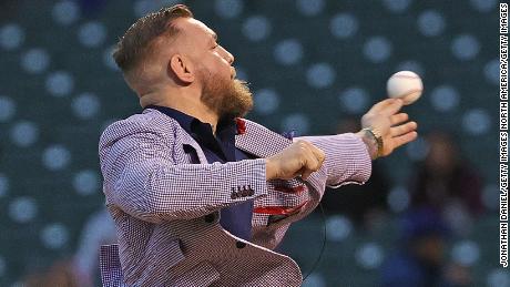 McGregor throws out his first pitch at Wrigley Field.