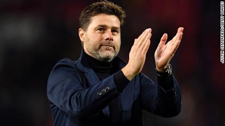 Mauricio Pochettino applauds the fans after a UEFA Champions League group match against Crvena Zvezda in November 2019.