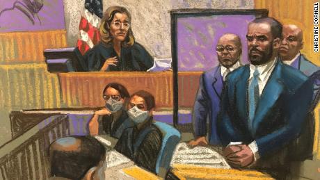 This sketch depicts the moment R. Kelly&#39;s guilty verdict was handed down in New York, September 27.