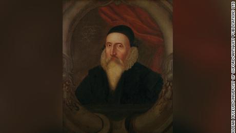This is a portrait of John Dee from 1594.