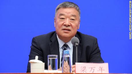 Liang Wannian, leader of the Chinese team working with the WHO at a July press conference in Beijing, China. 