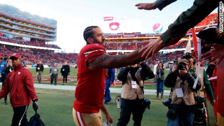 Kaepernick greeted the fans after the game.