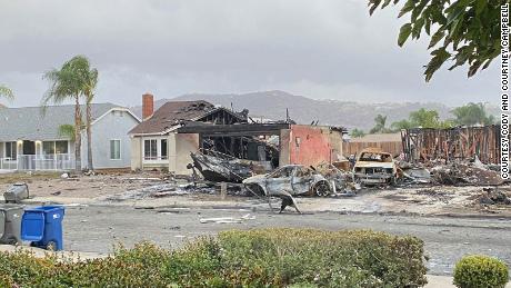 An image Courtney took of their damaged home. The crash took the lives of the plane&#39;s pilot and a UPS driver.