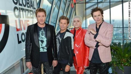 (From left) Simon Le Bon, Roger Taylor, Nick Rhodes and John Taylor of Duran Duran pose ahead of their performance during Global Citizen Live at Sky Garden in London, September 25. 