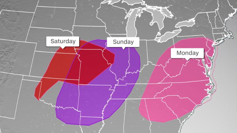 A multi-day severe storm event will impact more than 50 million people from Oklahoma to New Jersey