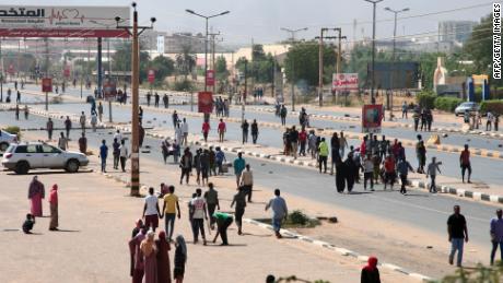 Sudanese protesters rally in the capital Khartoum on October 25, 2021.