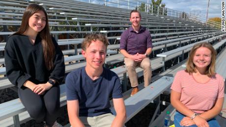 At Douglas High School, from left: Kimora Whitacre, Jacob Lewis, teacher Jim Tucker and Sydney Hastings. The students say the education focus should be elsewhere than on CRT.