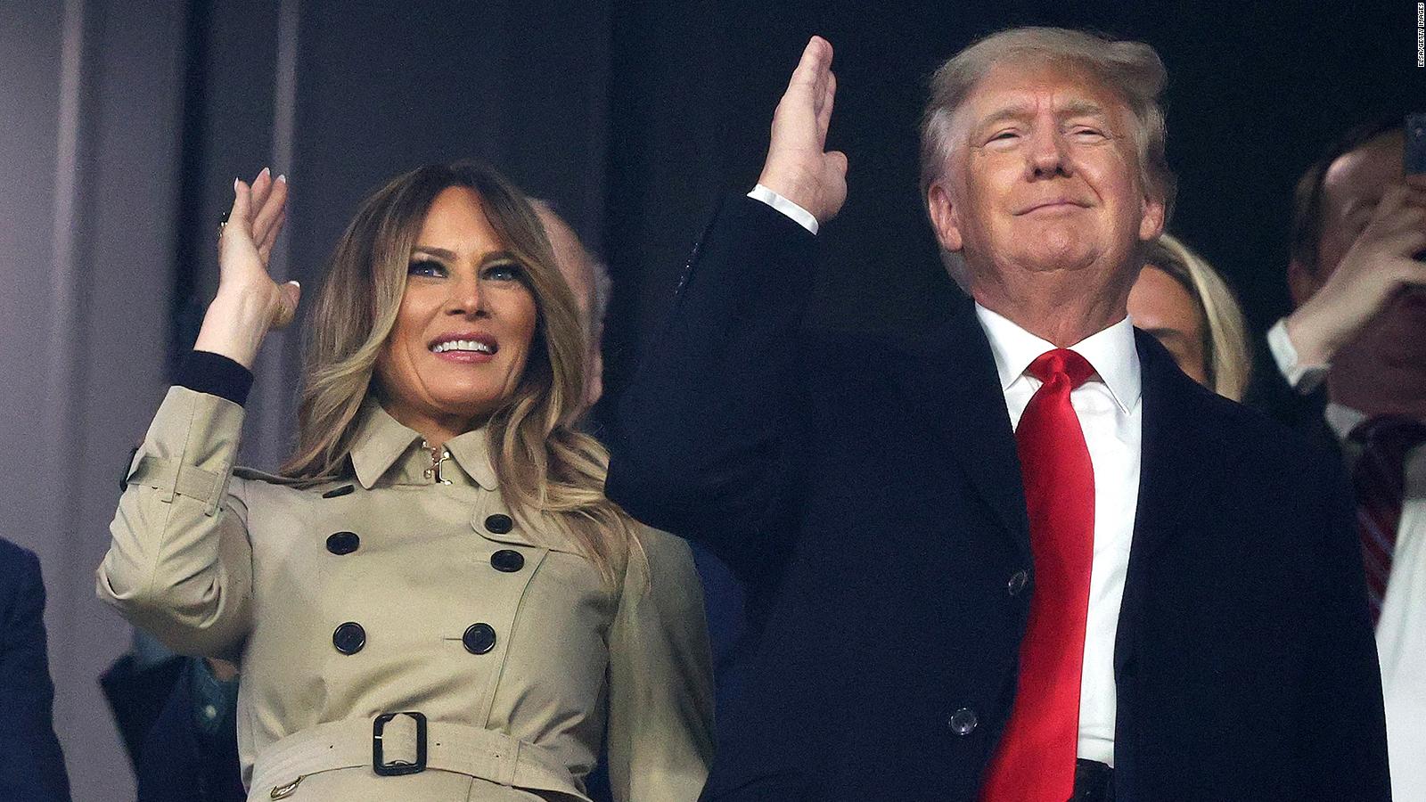 ATLANTA, GEORGIA - OCTOBER 30: Former first lady and president of the United States Melania and Donald Trump do