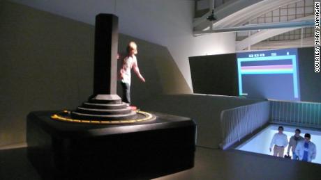 People operating the Giant Joystick in 2007 at LABoral Art and Industrial Creation Centre in Spain.