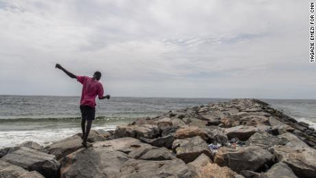 Stone breakers can be seen along Alpha Beach on Lagos Island.
