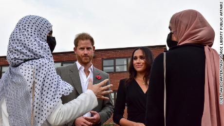 Harry and Meghan speak to some of the Afghan refugees who recently arrived in the US.