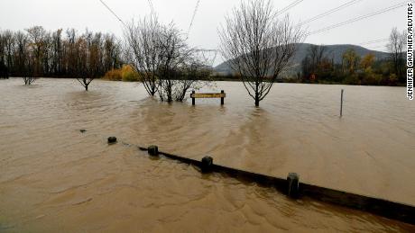 Hougen Park submerged after rainstorms lashed the western Canadian province of British Columbia, triggering landslides and floods, shutting highways, in Abbotsford.