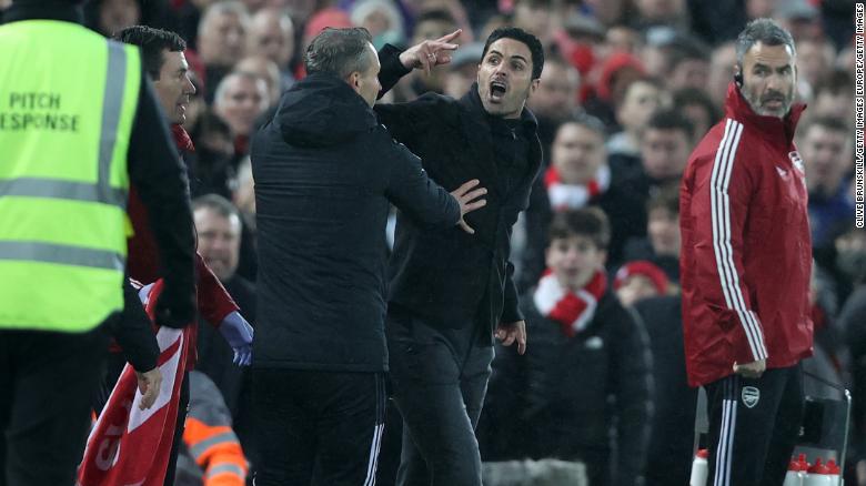 Arsenal boss Mikel Arteta explains fiery clash with Jurgen Klopp during defeat to Liverpool