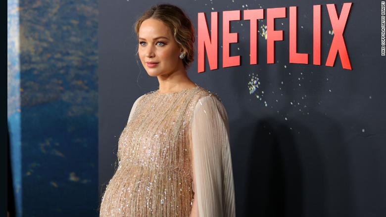 Pregnant Jennifer Lawrence dazzles in golden gown at 'Don't Look Up' premiere