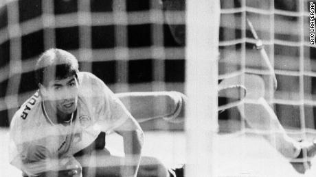 Andrés Escobar, seen here on the ground during Colombia&#39;s 2-1 loss to the US in the 1994 World Cup, was shot dead in his home town of Medellin just days after his own goal contributed to the Cafeteros&#39; defeat.