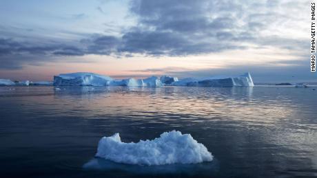 Icebergs that broke away from the Sermeq Kujalleq glacier float in the Ilulissat Icefjord on September 5.