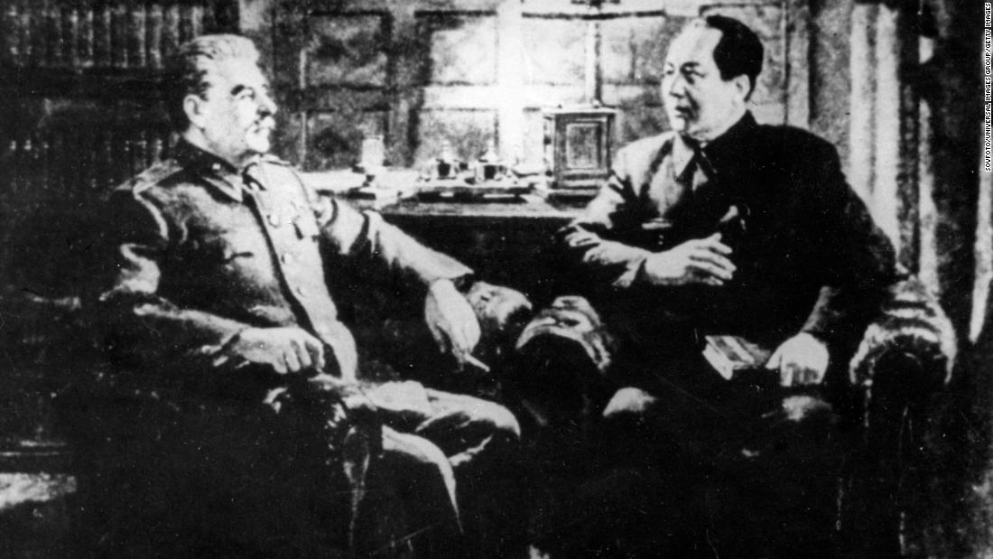 Joseph Stalin, left, meets with Mao Zedong in Moscow in December 1949. In June 1949, Chinese Communists declared victory over Chiang Kai-shek&#39;s Nationalist forces, who later fled to Taiwan. On October 1, Mao Zedong proclaimed the People&#39;s Republic of China. Two months later, Mao traveled to Moscow to meet with Stalin and negotiate the Sino-Soviet Treaty of Friendship, Alliance and Mutual Assistance.