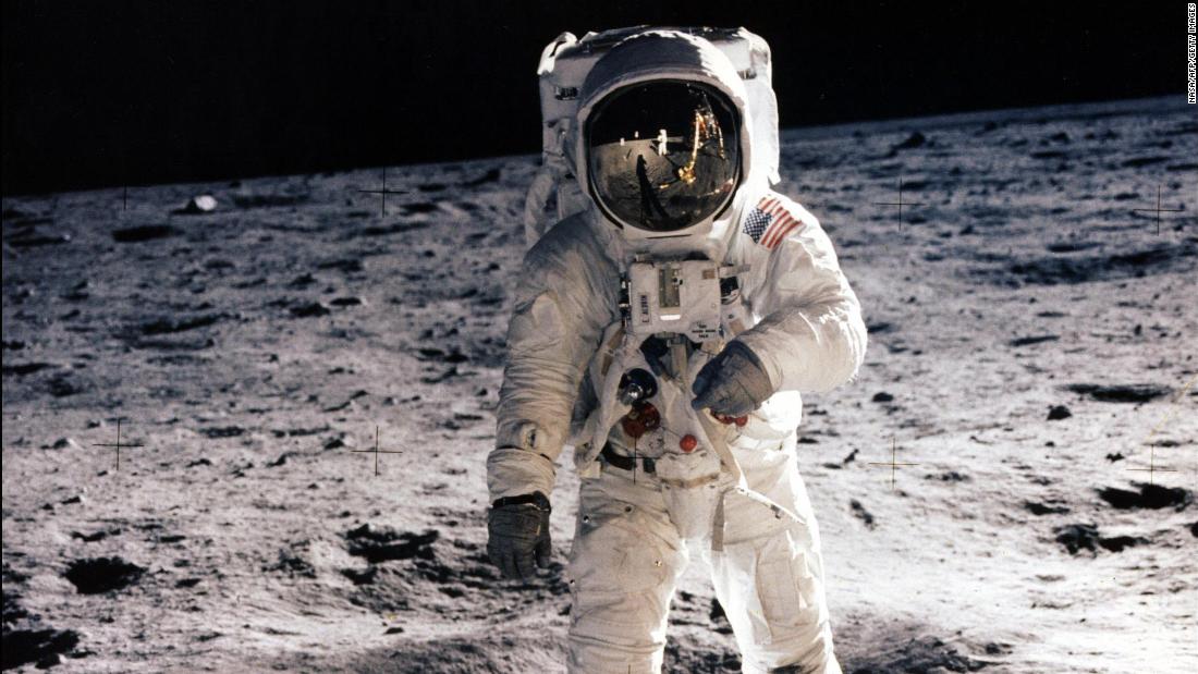 Apollo 11 astronaut Edwin E. &quot;Buzz&quot; Aldrin Jr. walks on the lunar surface on July 20, 1969. He and mission commander Neil Armstrong became the first humans to walk on the moon. Their mission was considered an American victory in the Cold War and subsequent space race, meeting President Kennedy&#39;s goal, voiced in 1961, of &quot;landing a man on the moon and returning him safely to the earth&quot; before the end of the decade.