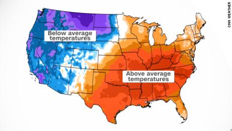 Temperatures will range from over 20 degrees below average in the Northern Plains and West to over 20 degrees above average across the South this week.