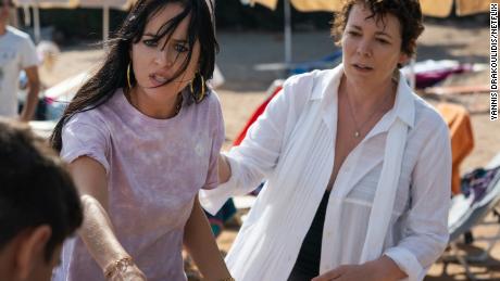 (From left) Dakota Johnson as Nina and Olivia Colman as Leda star in &quot;The Lost Daughter.&quot; 