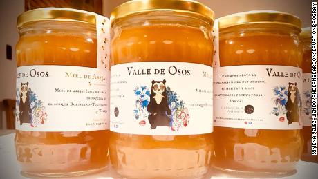 The honey&#39;s label references the bears, as they are at the root of the project, says Velez-Liendo.