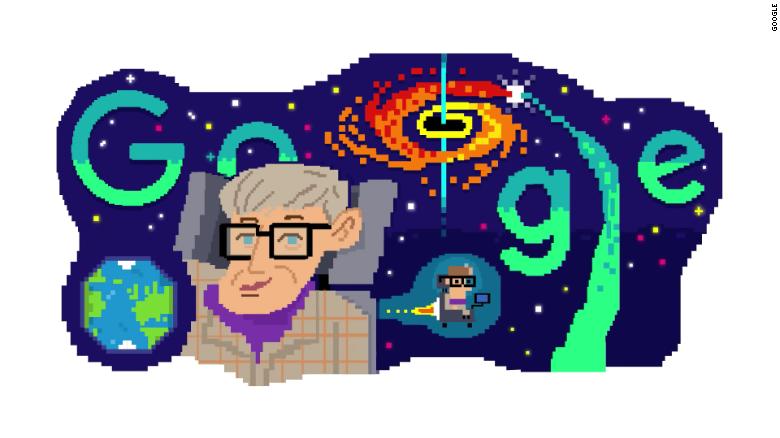구글은 80세 생일을 맞은 과학자 스티븐 호킹에게 경의를 표한다.