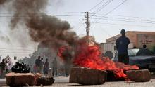 Demonstrators protest against last year's coup in Khartoum on Monday.