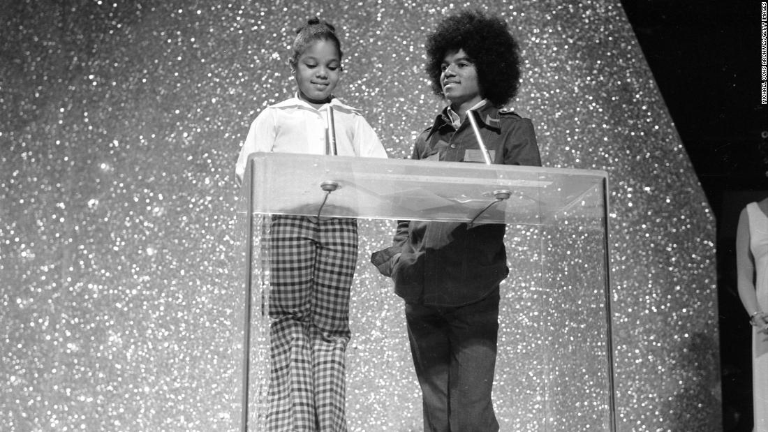 Siblings Michael and Janet Jackson attend the American Music Awards in February 1975.