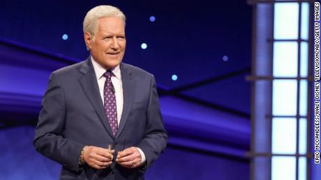 Long-time presenter Alex Trebek hosting &quot;Jeopardy!&quot;